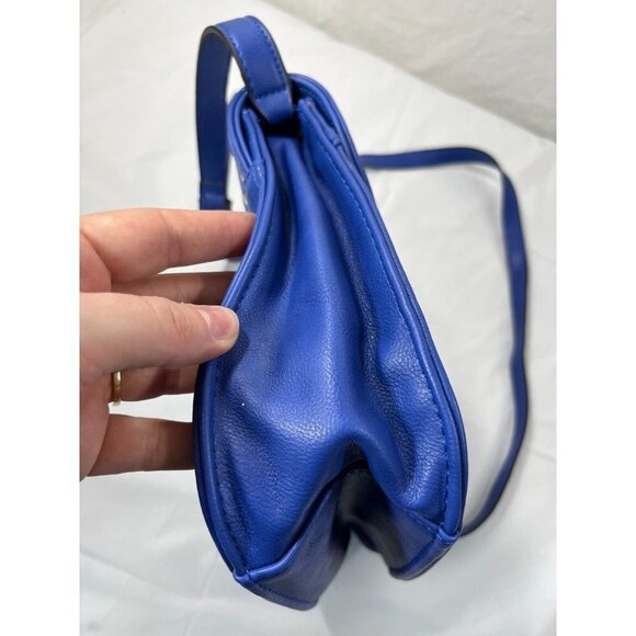 Dirty Ballerina Coral Blue Perforated Faux Leather Saddle Crossbody - Picture 4 of 12